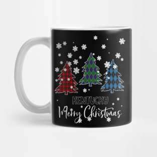 Kentucky Merry Christms Buffalo Plaid Xmas Tree  Mug